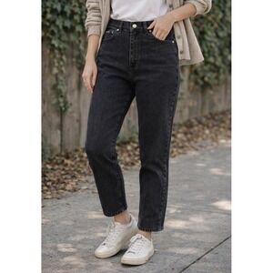 Riders by Lee Mom Jeans Womens 16P Black High Waisted Tapered Denim